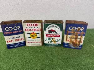 lot 168 image: Vintage Anti-Freeze Gallon Cans - Westland Oil, Minot ND