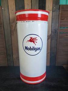 Large Mobil Gas Red Pegasus Trash Can Decorative Can  Display Piece