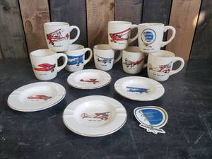 lot 9 image: Lot of Very cool Airplane Cups and Ash Trays   Curtiss Robin, Waco UPF-7 Ford Tri-Motor and others