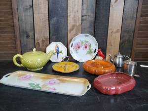 lot 28 image: Vintage Ceramic Lot of Ashtrays Tea Pots and More  Rosemeade and Others