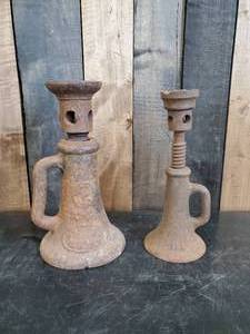 lot 38 image: 2 Railroad Screw Jacks Vulcan and The Other is Unmarked