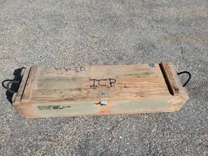 lot 42 image: Large Military Rocket Motor Box With rope Handles
