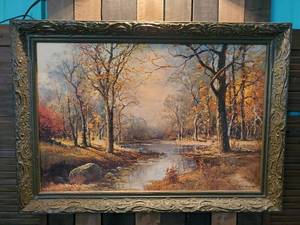 lot 33 image: Very large Collectible Mid Century Robert Wood 1956 Framed Lithograph 