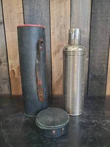 lot 52 image: Vintage Icy-Hot Thermos With Original Cork in Great Condition  Case has some signs of minimal wear