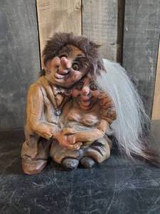 lot 65 image: Vintage Fosse Norwegian Expression Troll Couple Approx 9 Tall