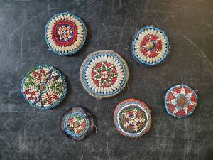 lot 70 image: Vintage Native American Beaded Rosettes Gorgeous Color and Made Well