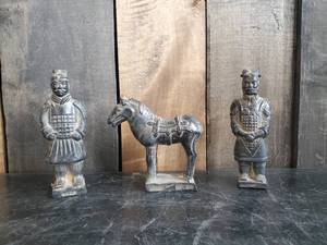 lot 77 image: Small Terricotta Asian Warriors and Horse