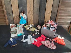 lot 94 image: Original Early Ken Doll Still with Box, Barbie Clone, Lots of Clothes and Accessories Wow