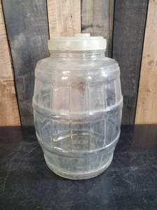 lot 106 image: Large Glass Herring Jar with Lid Campbell Lumber Company