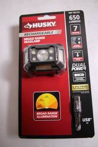 lot 9 image: Husky Rechargeable Broad Range Headlamp 650 Lumens