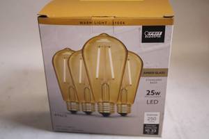 lot 44 image: 4-Pack Feit Electric LED Bulbs with Amber Glass Finish