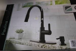 lot A-52 image: Glacier Bay Paulina Single Handle Pull-Down Kitchen Faucet with Soap Dispenser