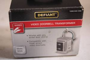 lot A-62 image: Defiant Wired Video Doorbell Transformer 16VAC 30VA