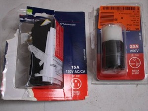 lot 74 image: Lot of 2 Electrical Outlets and Plugs - 15A 120V Plug & 20A 250V Outlet