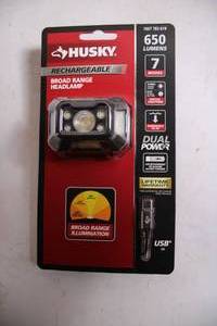 lot 77 image: Husky Rechargeable Broad Range LED Headlamp 650 Lumens