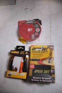 lot 83 image: Set of Three Tools Lightning Micro USB Cable, Screw Remover Set, and Sanding Disc Roll