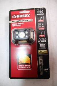 lot 86 image: Husky Rechargeable Broad Range Headlamp 650 Lumens