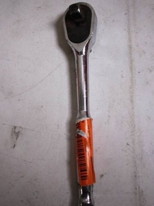 lot 91 image: Chrome Ratcheting Socket Wrench with Orange Grip