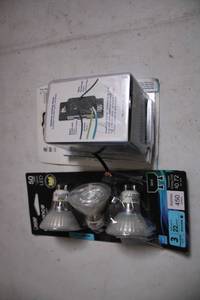 lot 104 image: Pack of 3 Sylvania Enhance LED Light Bulbs and Electrical Switch