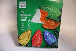 lot 111 image: Box of 25 Multi-Colored Faceted C9 LED Christmas Lights