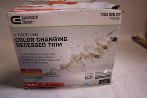 lot 129 image: 4-Pack Commercial Electric LED Color Changing Recessed Trim