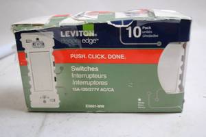 lot 161 image: Leviton Decora Edge 10-Pack Light Switches E5601-MW