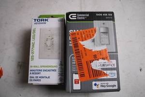 lot 166 image: Pair of In-Wall Light Switches Tork A512HHW and Commercial Electric Smart Light Switch