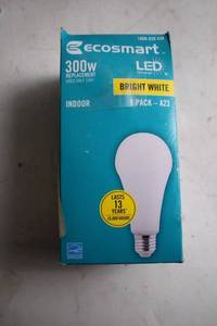 lot 179 image: Ecosmart Bright White LED Light Bulb 1 Pack - A23 300W Replacement