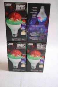 lot 197 image: Set of 4 Feit Electric Holiday Disco Bulb LED Rotating Lights