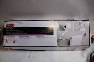 lot 253 image: Delta Everly 3-Piece Bathroom Accessory Set with Spotshield Nickel Finish