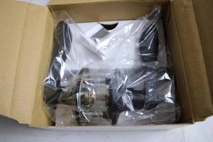 lot 254 image: Unopened Black Door Handle Set with Locking Mechanism