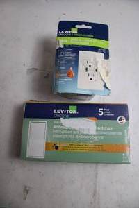 lot 334 image: Leviton Antimicrobial Light Switches and GFCI Outlet Bundle