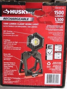 lot 383 image: Husky Rechargeable 1500 Lumen Clamp Work Light