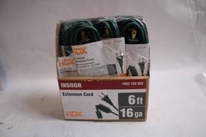 lot 424 image: Box of 6 HDX Indoor Extension Cords 6 ft 16 ga