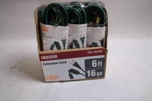 lot 435 image: Box of 6 HDX 6ft 16ga Indoor Extension Cords