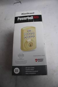 lot 451 image: Kwikset Powerbolt 250 Keypad Electronic Lock - Polished Brass Finish