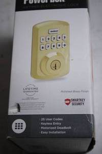 lot 454 image: Kwikset Powerbolt 250 Keypad Electronic Lock in Polished Brass Finish
