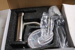 lot 472 image: Brushed Nickel Bathroom Faucet with Flexible Hose