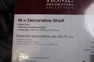 lot 481 image: 18 in Decorative Shelf with Black Finish and Mounting Hardware