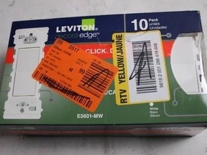 lot 414 image: Leviton Decora Edge 10 Pack E5601-MW Light Switches
