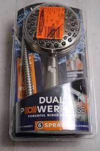 lot 439 image: Dual Power Pulse Showerhead with 6 Spray Settings