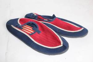 lot 1 image: Pair of Red and Blue Mesh House Slippers, Size L (EU 44)