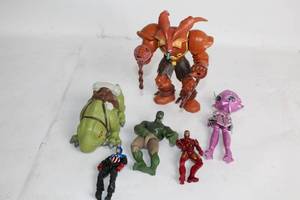 lot 22 image: Collection of 6 Mixed Action Figures - Includes Hulk, Iron Man, and More