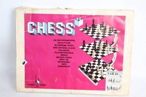 lot A-26 image: Classic 3D Chess Set with Chrome Steel and Crystal Clear Polished Boards