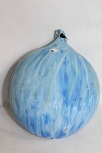 lot 51 image: Large Blue Art Glass Sculpture with Hanging Feature
