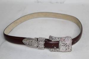 lot 68 image: 1993 Western Style Belt with Silver Floral Buckle