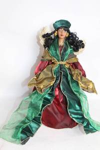 lot 88 image: Decorative Ceramic Angel Figurine with Green and Red Gown - 17 Inches