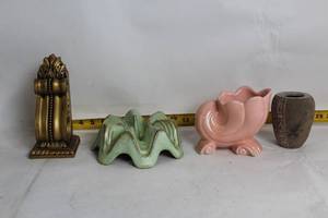 lot 141 image: Vintage Ceramic and Cast Metal Vases - Set of 4