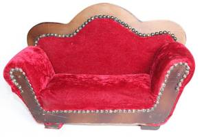 lot 179 image: Vintage Miniature Red Velvet Sofa for Dollhouse