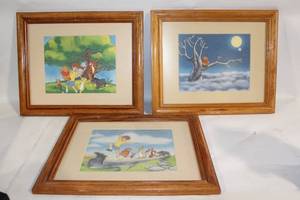 lot 191 image: Set of 3 Winnie the Pooh Framed Art Prints